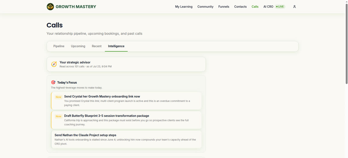 Your calls and relationships, reviewed and organized